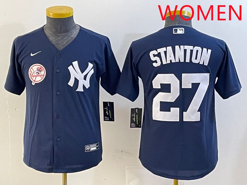 Women New York Yankees #27 Stanton Blue Game 2025 Nike MLB Jersey style 5